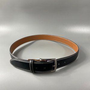 Snake Eye Men's Black Leather Dress Belt, Size 38